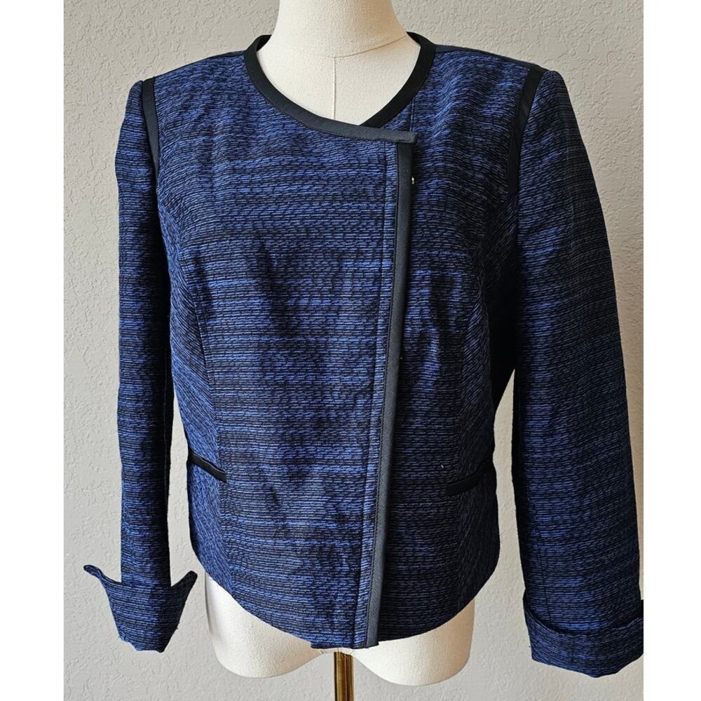Mary Kay By Twinhill Full Zip Blazer‎ Jacket Blue/Black Womens Petite Size 8P